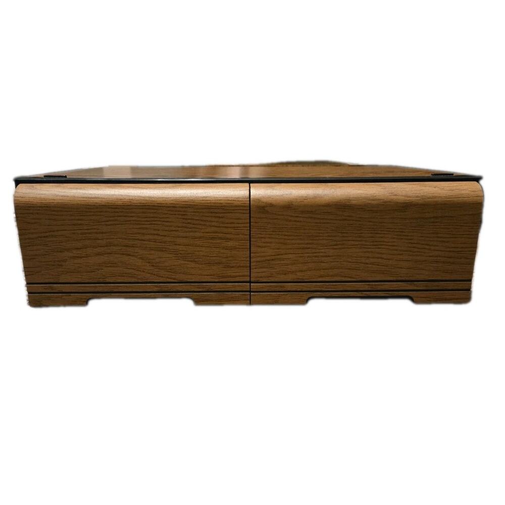 Vintage VHS Tape Holder Wood Grain 2 Drawer Cabinet Storage Case VCR Holds 18 #2